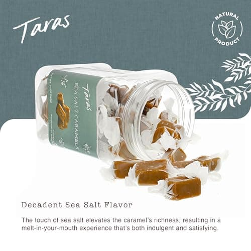 Taras Gourmet Sea Salt Caramels | All Natural Candy | Creamy & Individually Wrapped with Real Butter (20 oz) — view 2