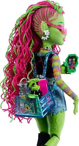 Monster High Venus McFlytrap Doll, Plant Monster with Pet Cat Chewlian & Accessories Like Backpack, Notebook, Snacks & More — view 3