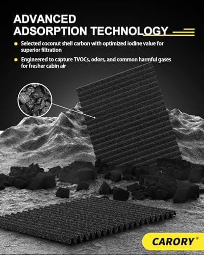 CARORY Cabin Air Filter w/Activated Carbon for Honda Accord 2003–2022, Civic 2006–2015, CR-V 2007–2016, Odyssey 2005–2017, Pilot 2009–2022, Ridgeline 2006–2025, Acura MDX 2007–2020, and More, CF134 — view 6
