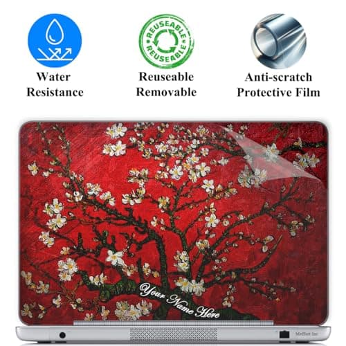 Custom Design Personalized Laptop Skin Sticker Cover Art Decal, Customize with Your Name or Text (13 Inch, Cherry Blossoming)