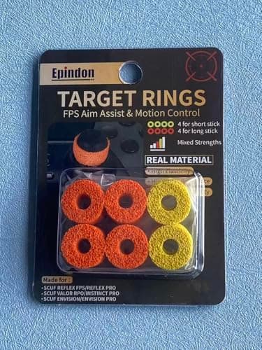 Epindon Target Rings | FPS Aim Assist Precision Motion Control | Made for SCUF REFLES, VALOR PRO/INSTINCT PRO, ENVISION Controllers(Orange Rings for Long Stick, Yellow Rings for Short Stick) 8-PACK