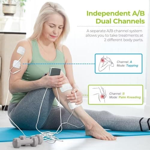 AUVON Dual Channel TENS Unit Muscle Stimulator Machine with 20 Modes, 2" and 2"x4" TENS Unit Electrode Pads — view 2