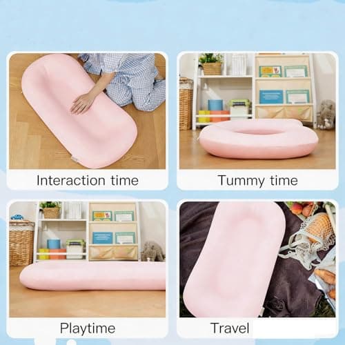 Floor Seats & Loungers, Lounger Pillow for 0-24 Months, Soft Cotton Breathable (Coffee) — view 3