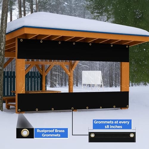 Covers & All Vinyl Outdoor Curtains for Patio Waterproof 18 oz Outdoor Clear Panel Curtains, Gazebo curtains with Brass Grommets for Pergola, Porch & Patio Walls for Winter (8 x 7 ft, Black) — view 4