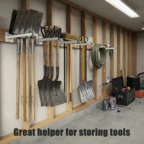 FEIMIRE Extra Wide Tool Rack Wall Mount – Heavy Duty Shovel Holder for Garage, Shed & Barn, Powder Coated Steel Organizer for Shovels, Rakes, Brooms, Truck Storage (3.5 x 4.5 x 17.3 in, 2 Pack) — view 3