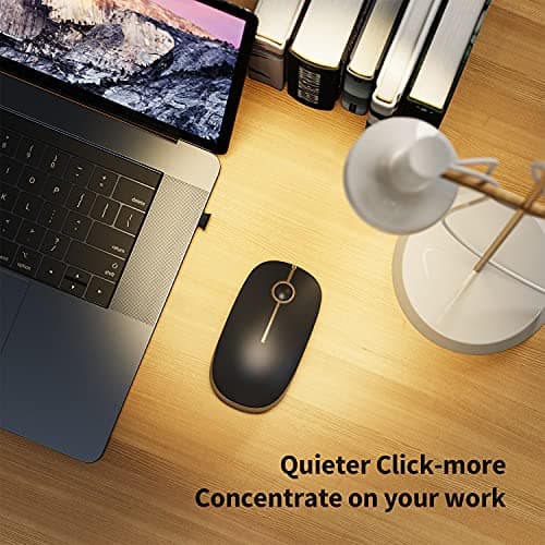 VssoPlor Wireless Mouse, 2.4G Slim Portable Computer Laptop Mouse with Nano Receiver Quiet Silent Optical Mice for Notebook, PC, Laptop, Computer-Black and Gold — view 6