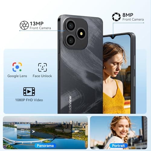 Blackview Wave 9C Unlocked Android Phones, Android 15 Cell Phone Unlocked, 6.56" Smartphones, 12+128GB/2TB，13MP+8MP，5000mAh，Fingerprint/Face ID, Black — view 6