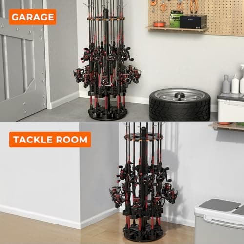 KastKing V16 Rotating Fishing Rod Holder for Garage, Floor Rack Holds Up to 16 Rods & Combos, Space-Saving Pole Organizer with Foam, Durable ABS, Fishing Gear Storage Gift for Men — view 7