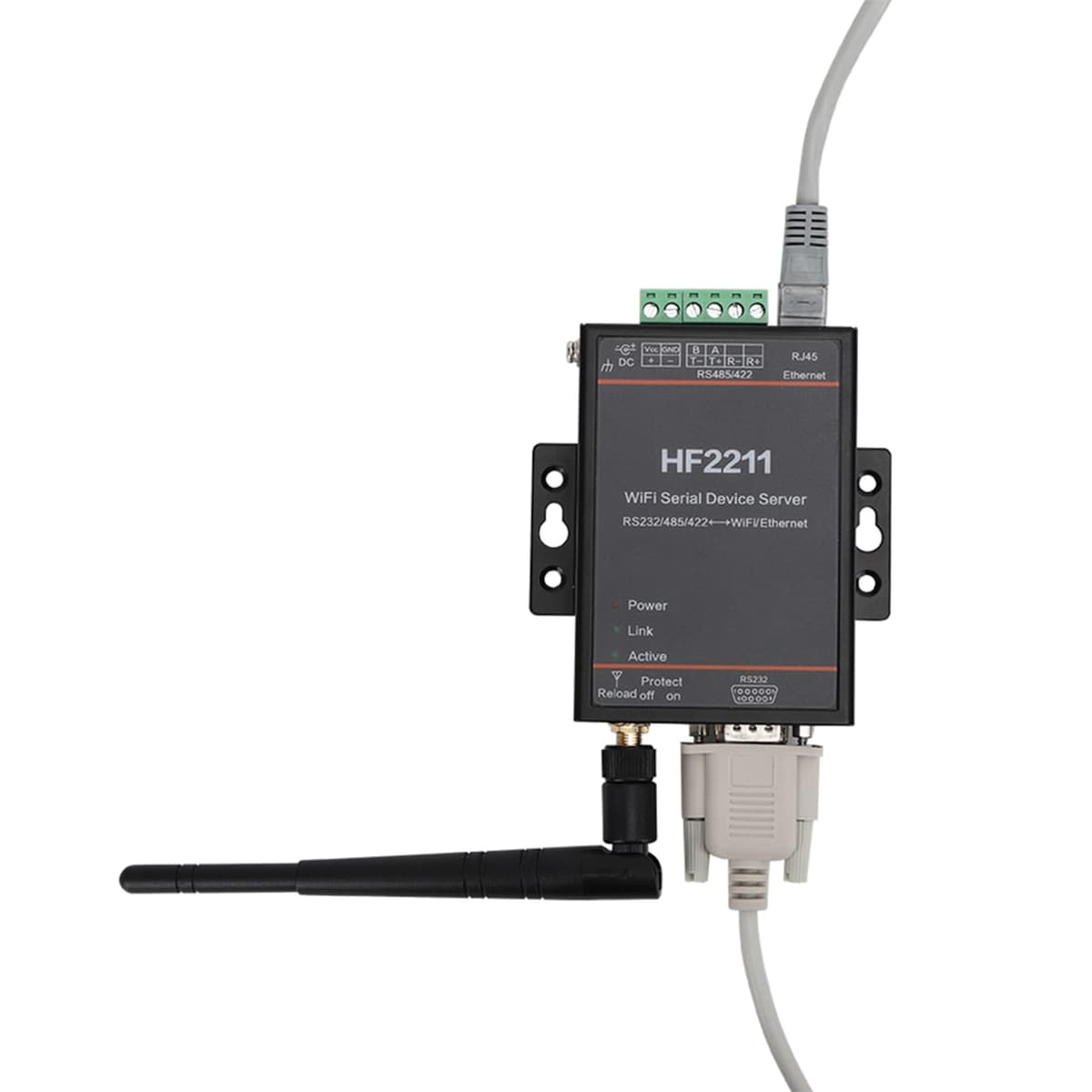 HF2211 Servidor Serial a WiFi y Ethernet DTU Comunicación de Red 5-36VDC Adaptador para Uso Industrial y Monitoreo Remoto — view 4