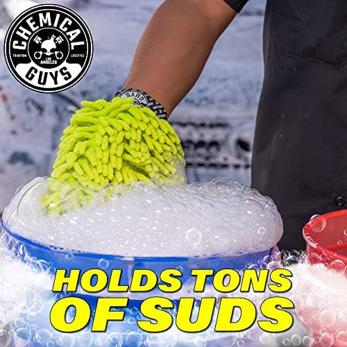Chemical Guys Chenille Premium Scratch-Free Microfiber Wash Mitt for Car Washing - 2 Pack, Lime Green, Ultra-Soft Car Wash Gloves, Swirl-Free Finish, Safe for Trucks, SUVs, Motorcycles, and More — view 6