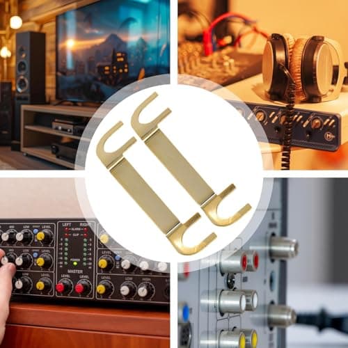 Speaker Wire Lugs - Pure Copper Gold Plated Connector | Audio Terminal Cup Adapter | Stereo Wiring Link Bridge for Amplifier Cabinet Crossover Binding Post Sound System Installation — view 3