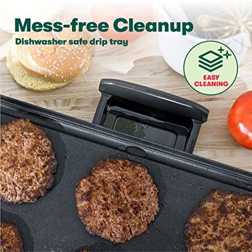 bella Electric Griddle with Warming Tray - Smokeless Indoor Grill, Nonstick Surface, Adjustable Temperature & Cool-touch Handles, 10" x 18", Copper/Black, PFOA & PTFE Free — view 5