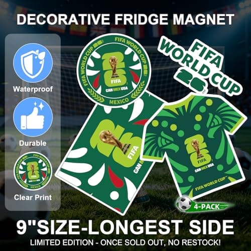 FIFA World Cup 2026 Fridge Magnets Set，Official USA Mexico Brazil Argentina Soccer Fan Souvenir Refrigerator Magnets FIFA Stickers Merchandise for Home Office Decorations