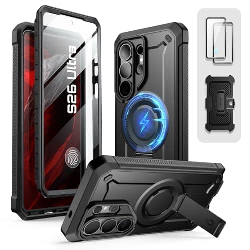 SUPCASE for Samsung Galaxy S26 Ultra Case with Stand, Military-Grade Drop Protection, Compatible with Wireless Charging/MagSafe, Built-in Screen Protector & Front Frame – UB Pro Mag, Black