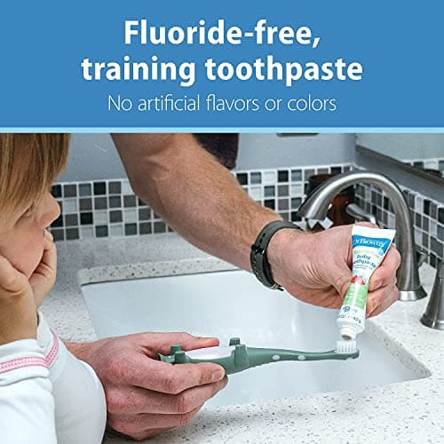 Dr. Brown’s™ Infant-to-Toddler Training Toothbrush Set, Giraffe with Fluoride-Free Strawberry Baby Toothpaste, 0-3 years — view 2