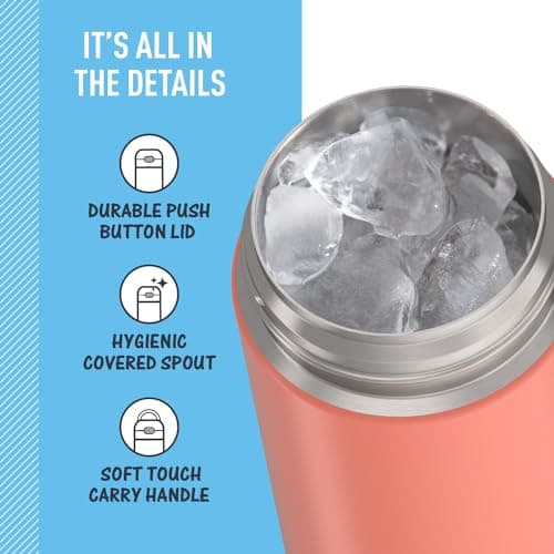 THERMOS FUNTAINER 16 Ounce Stainless Steel Vacuum Insulated Bottle with Wide Spout Lid, Apricot — view 3