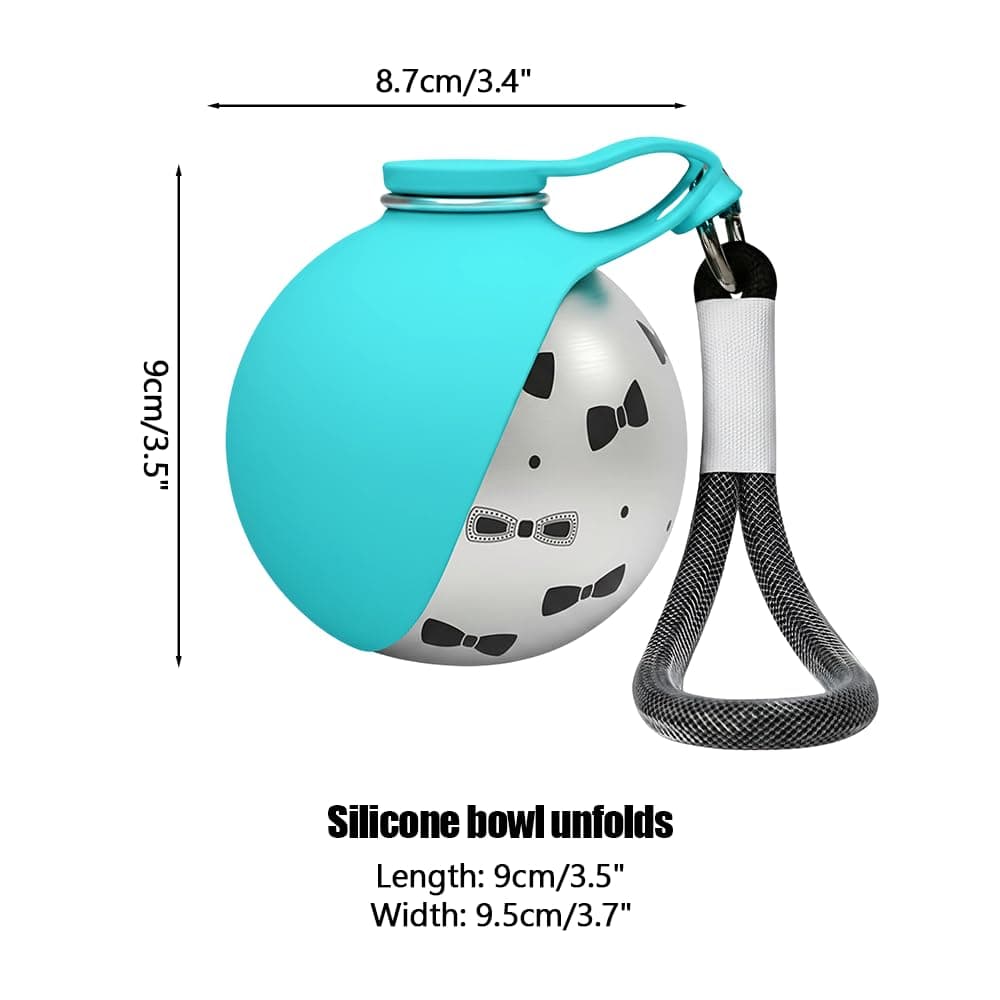 Botella de Agua portátil para Mascotas, compacta de Acero Inoxidable para Perros, Bebedero de Viaje a Prueba de Fugas para Gatos con Cuenco de Silicona Plegable para Paseos y Caminatas al Aire Libre — view 4