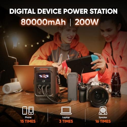 Jackery Explorer 240D Power Bank (80,000mAh), LiFePO4 Battery 256Wh Portable Power Station, USB-C Cable Included,200W DC Output,1-Hour Fast Charging, Compact for Outdoor Camping, Travel, Emergencies
