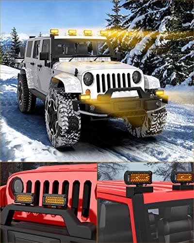 NAOEVO 7 inch LED Light Bar, 240W 24,000LM Offroad Fog/Driving Lights LED Pods with Spot Flood Combo Beam, Waterproof LED Work Lights for Truck Boat UTV ATV, 2 Pack (Amber) — view 8
