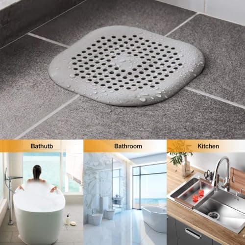 Bovinde Hair Drain Catcher,Square Cover for Shower 2 Pack (Sliver Grey) — view 5