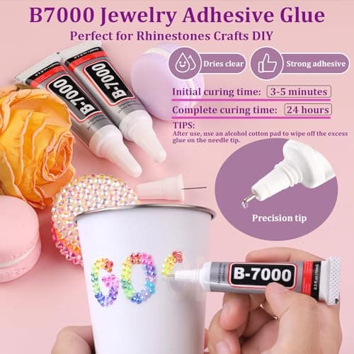 34000Pcs Resin Jelly Rhinestones for Bedazzling, Multicolor 3mm Flatback Gems for Diamond Art, Bedazzler Kit with 3Pcs 10ml B7000 Jewelry Glue for Bedazzle Thing Crafting Book Nail Art — view 2