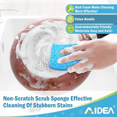 AIDEA Sponges Kitchen, Non Scratch Scrub Sponge, 6Count, Sponges for Non Stick Cookware, Cleaning Sponge for Dishes, Cleans Fast Without Scratching, Cleaning Power for Kitchen, Bathroom, Household — view 4