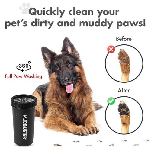 Dexas MudBuster Portable Dog Paw Washer/Paw Cleaner, Large, Matte Black- Special Edition (PW72025-22WP) — view 3