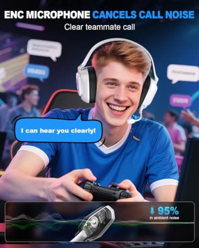 SKAPENDY Wireless Gaming Headset for PC, PS5, PS4, Switch & Mac, 2.4GHz Ultra-Low Latency & Bluetooth Gaming Headphones with Noise Canceling Mic, 3D Stereo Lossless Audio for Nintendo 64 Accessories — view 3