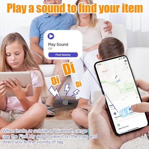 Tracker Tags-4 Pack, Bluetooth Tracker Work with Find My (iOS Only), Smart Trakcer Tag Key Finder and Item Locator with Lanyard, Tracker Tag for Keys, Luggage Replaceable Battery — view 2