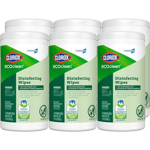 CloroxPro Clorox EcoClean Disinfecting Wipes, Multi Purpose Bleach Free Cleaner, Made with Citric Acid and Plant Based Ingredients, Antibacterial Disinfectant, Multi Surface Use, 75 Ct, Pack of 6 — view 10