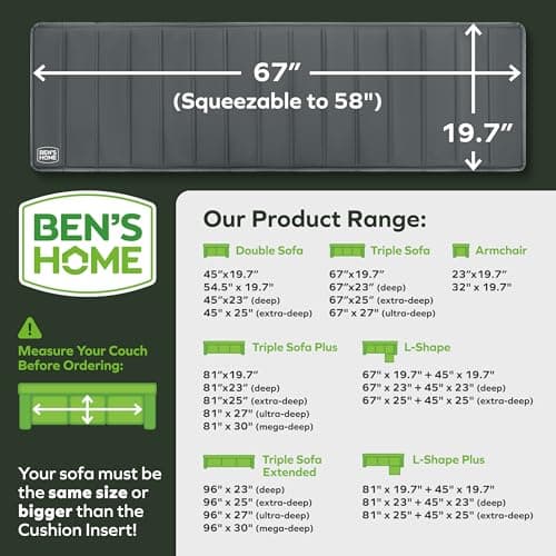 BEN'SHOME® Couch Cushion Support Board for Sagging Sofas | 58-67" x 19.7" — view 4
