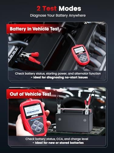 ANCEL BA101 Car Battery Tester, 12V Digital Automotive Alternator Meter Diagnostic Tool,100-2000 CCA Load Capacity, Charging & Cranking Analyzer for Truck, Boat, RV, Marine Vehicle, and More — view 5