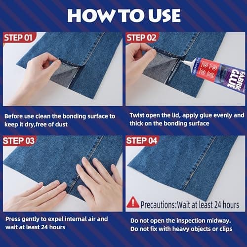 YAFLC Fabric Glue Permanent, Fabric Glue for Patch, Clear Fabrics Adhesive for Clothing Permanent Washable for All Cotton, Denim, Flannel, Polyester 75 ml — view 3