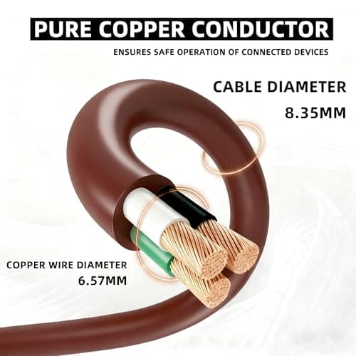 YOJOE Indoor Outdoor Extension Cord, 3 Prong 13A Weatherproof Power Cord, 16 Gauge Heavy Duty 20 ft Brown Extension Cord for Garage, Garden and Home, 16/3 SJTW UL Listed — view 2