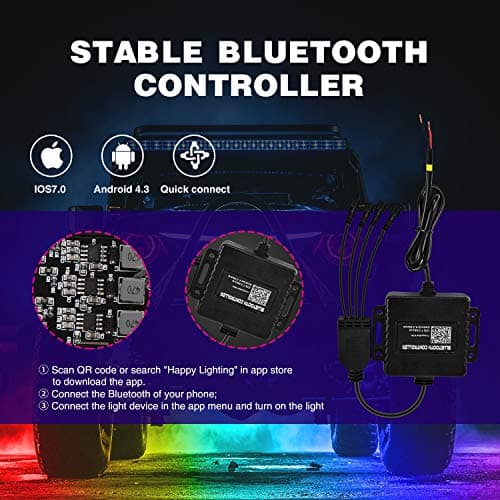 Nilight RGB LED Rock Lights Kit, 4 pods Underglow Multicolor Neon Light Pod with Bluetooth App Control Flashing Music Mode Wheel Well Light for Truck ATV UTV RZR SUV — view 2