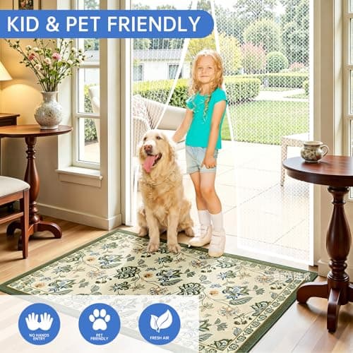 White Magnetic Screen Door Fits Door Size 32x80in Screen Size 34x82in Heavy Duty Mesh Full Frame With Magic Tape — view 3