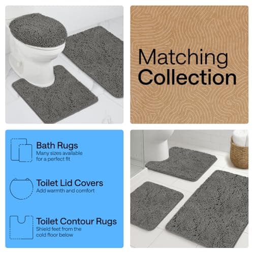 GORILLA GRIP Bath Mat, Thick Soft Absorbent Chenille Floor Mats, Rubber Backing Bathmat, Quick Dry Rug, Machine Washable Rugs for Shower and Tub Floors, Bathroom Accessories Decor, 61x43 cm Charcoal — view 7
