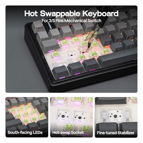 EPOMAKER x Aula F75 Gasket Mechanical Keyboard, 75% Wireless Hot Swappable Gaming Keyboard with Five-Layer Padding&Knob, BT/2.4GHz/USB-C, RGB (Black Gradient, LEOBOG Reaper Switch) — view 4