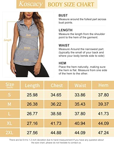 Koscacy Tennis Tops for Women,Golf Zipper Shirts Dri Fit Yoga Ladies Sleeveless Tunic Tops for Leggings Tennis Polo Gym V-Neck Going Out Beach Vacation Tank Top Grey Large — view 4