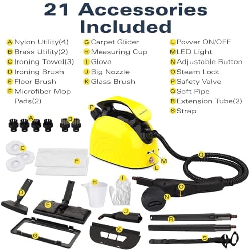 Waitbird Steam Cleaner,Multi-Purpose Steam Engine with 21 Accessories,248 ° F High-Temperature Steam,Suitable For Floors,Kitchen Oil Stains,Tiles,Carpets,Cars,Toilets-Yellow — view 5