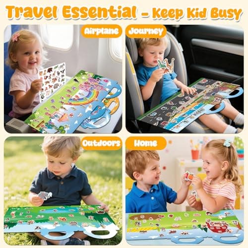 LYNKTOTS 6 Sets Reusable Sticker Book for Kids, Jelly Sticker Kids, Travel Stickers Activity Book Travel Toys for Toddlers — view 4