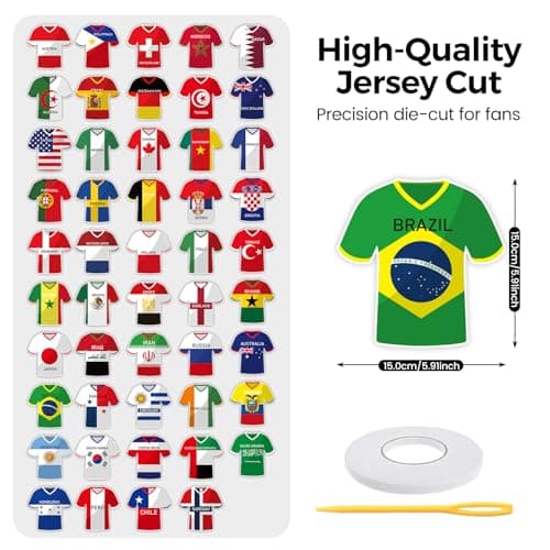 2026 World Soccer Jersey Flag Bunting Banner 49 Pcs - International Country String Flags Garland for Stadium Watch Parties, Sports Bar & Outdoor Celebrations, Fan Merchandise Decoration — view 2