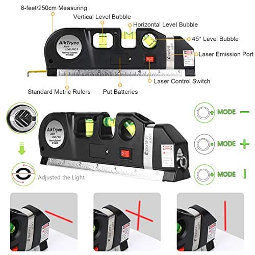 Laser Level Line Tool, Multipurpose Laser Level Kit Standard Cross Line Laser leveler Beam Tool with Metric Rulers 8ft/2.5M for Picture Hanging cabinets Tile Walls by AikTryee. — view 2