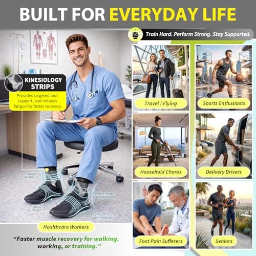 Compression Socks for Plantar Fasciitis, Achilles Tendonitis, Arthritis Relief, Ankle Brace Compression Sleeve with Foot Arch Support, Ankle Wrap for Women, Men, Swelling & Heel Pain Black L-XL — view 2
