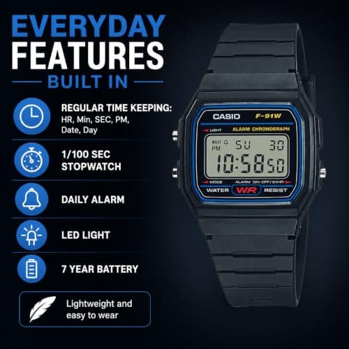Casio Men's Vintage F91W-1 Resin Strap Digital Sport Watch — view 2