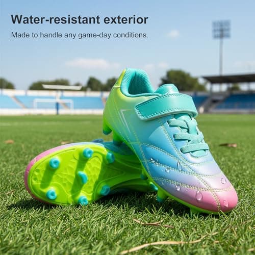 STELLE Kids Soccer Cleats Boys Girls Firm Ground Athletic Outdoor Football Soccer Shoes for Little/Big Kid(GCL005-Prism Pop,1ML) — view 7