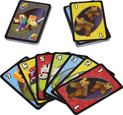 Mattel Games UNO Card Game, Gifts for Kids and Family Night, Themed to Minecraft Video Game, Travel Games, Storage Tin Box (Amazon Exclusive) — view 5