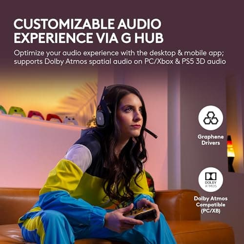 Logitech G Astro A50 Multi-Platform Wireless Gaming Headset + Base Station for PS5/Xbox/PC: PLAYSYNC Audio Switcher, <16bit/48kHz (Console), <24bit/48kHz (PC), 24hr Battery, 2.4GHz & BT - Black — view 5