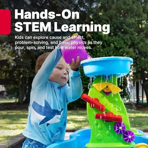 Step2 Rain Showers Splash Pond Water Table, Kids Water and Sand Activity Sensory Playset, Summer Outdoor Toys, 13 Piece Water Toy Accessories, For Toddlers 1.5+ Years Old, Blue & Green — view 5