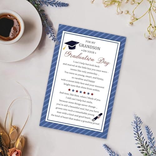 Graduation Card for Grandson from Grandma with Poem – Heartfelt Congratulations Card for Grandson, High School or College Graduate Gift – Includes Envelope — view 4